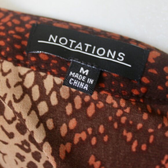 Notations Burnt Orange Snakeskin Print Long-Sleeve Button-Up Blouse Medium - Picture 6 of 6